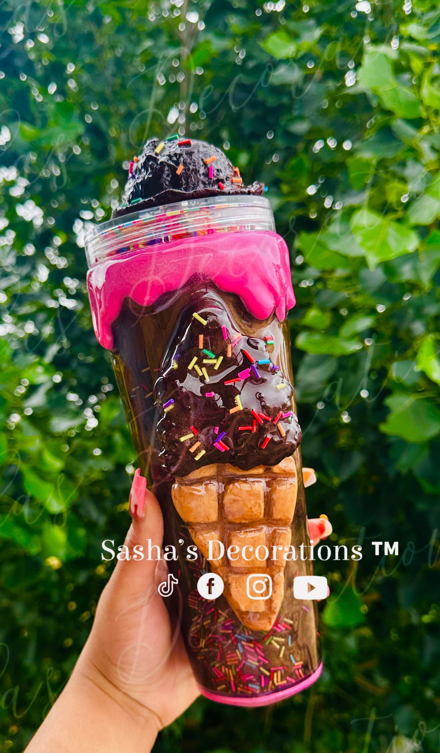 Ice Cream Chocolate 3D Snow Globe Tumbler Cup