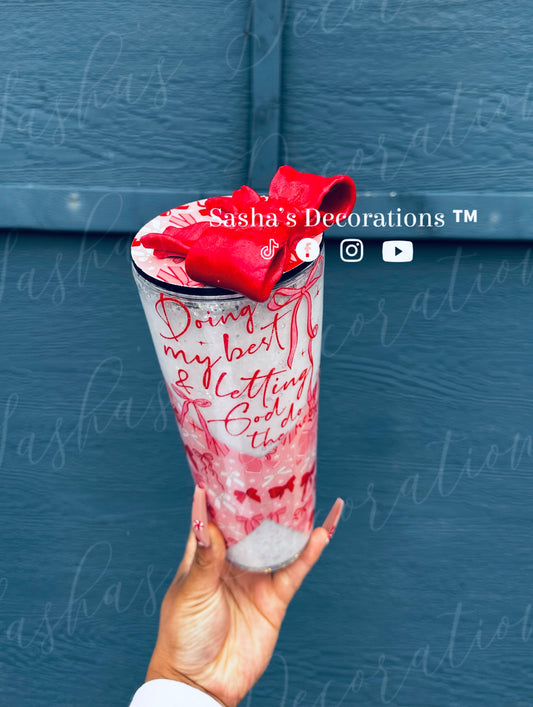 Doing My Best & Letting God Do The Rest Snow Globe Tumbler Cup