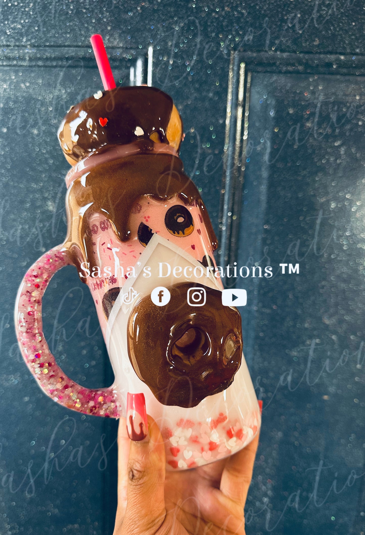 Love Chocolate Donut John 4:16 Snow Globe Tumbler Cup
