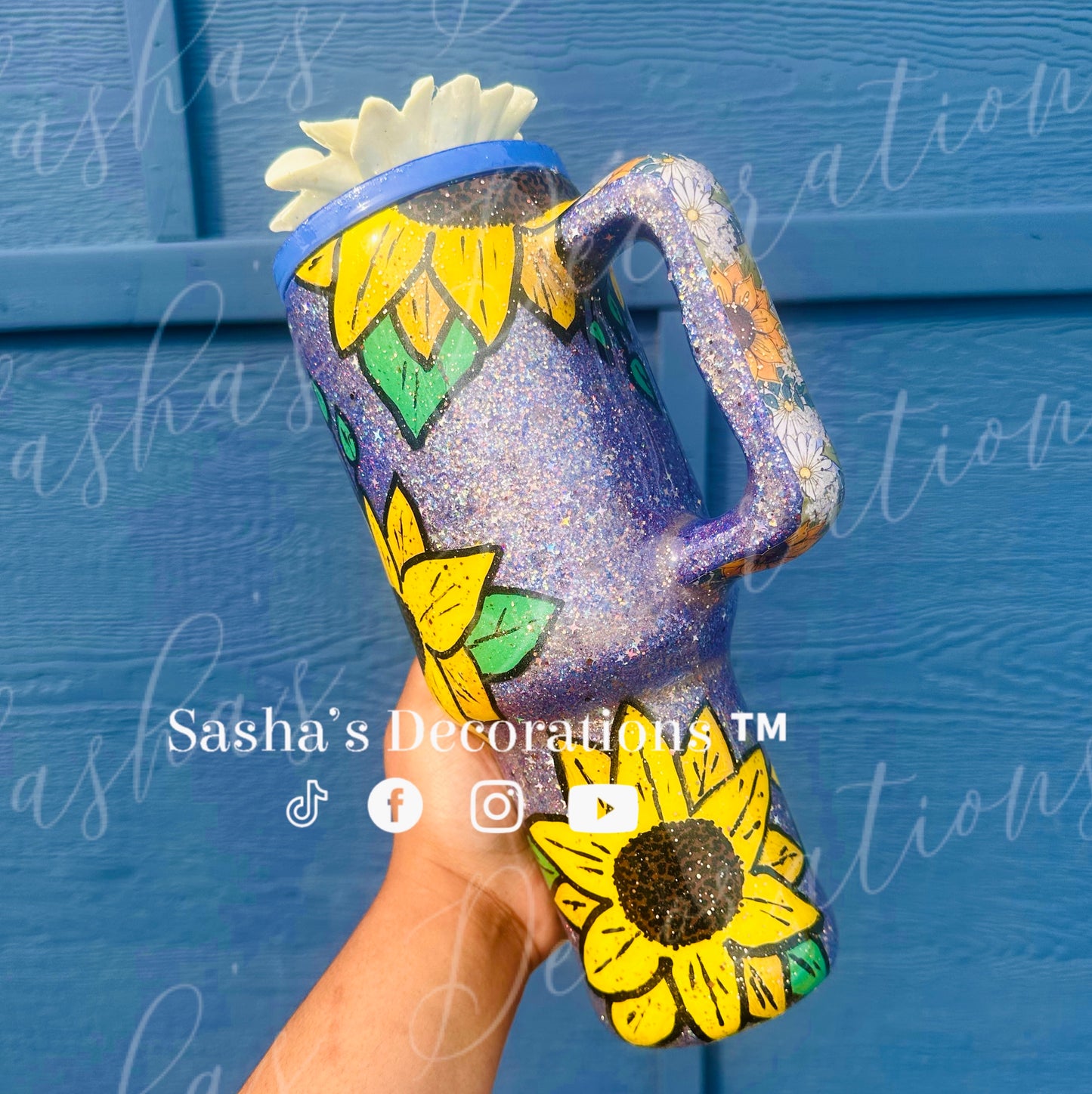 40 oz hand painted Sunflower Tumbler