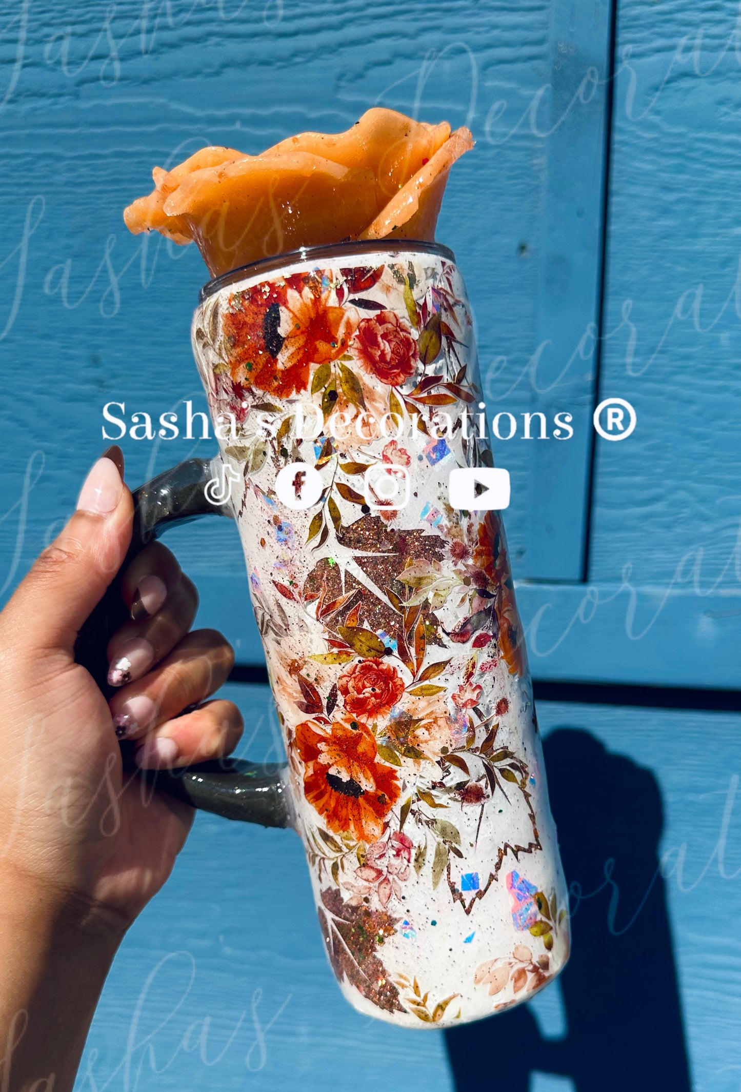 Floral 3D Fall Tumbler Cup
