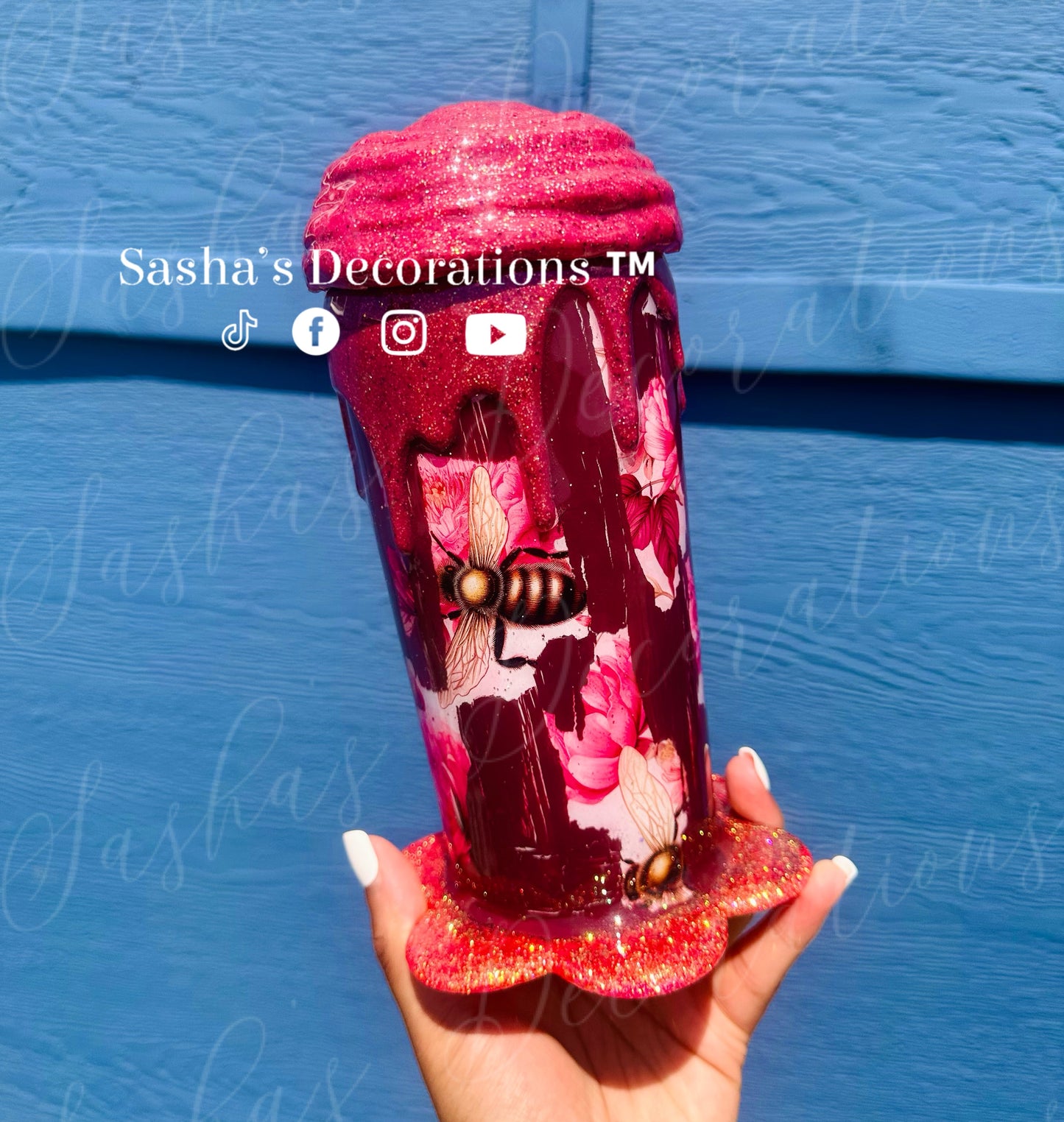 Floral Purple 3D Bee Tumbler