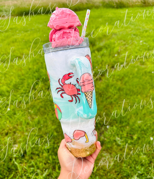 A 40 ounce Summer Beach Tumbler