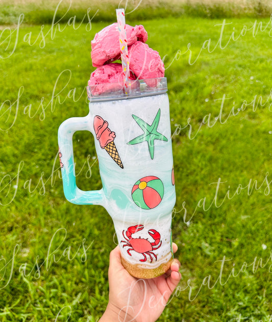 A 40 ounce Summer Beach Tumbler